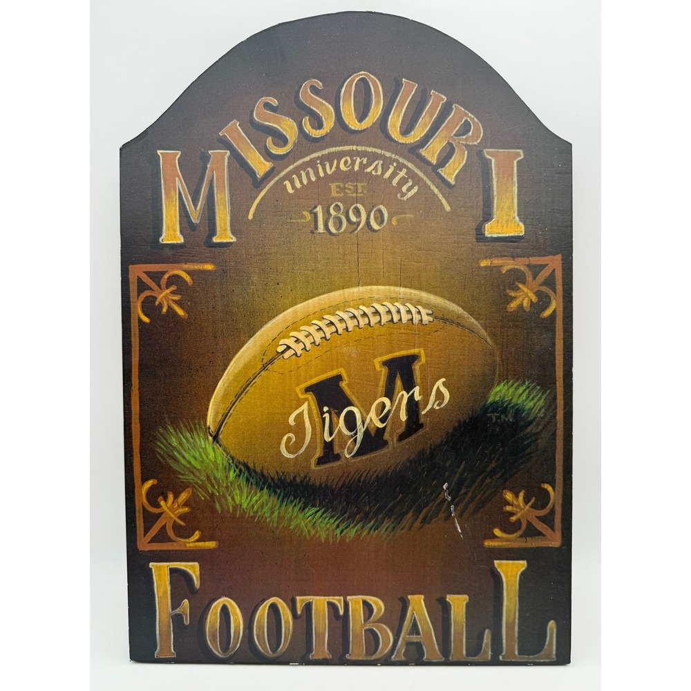 Missouri University Tigers Football Hand Painted Wooden Sign Vintage Style G127